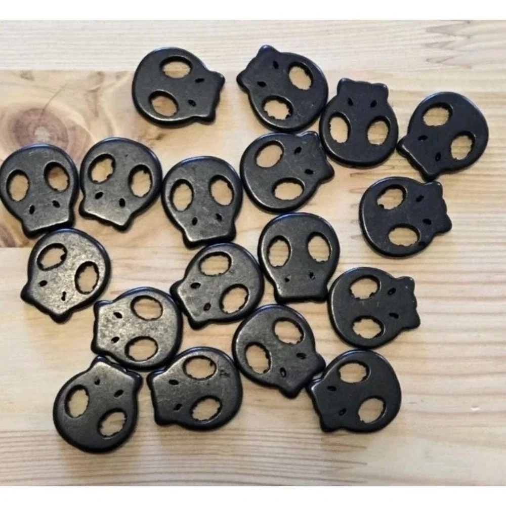 Assorted Skull Gothic Day of the Dead Stone Beads Lot of 258 Various Sizes